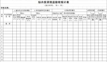 学校综合投资效益验收统计表
