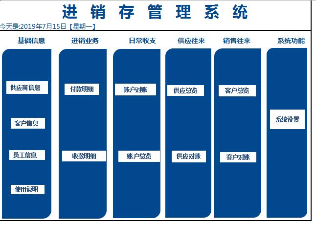 深蓝色进销存管理系统excel模板