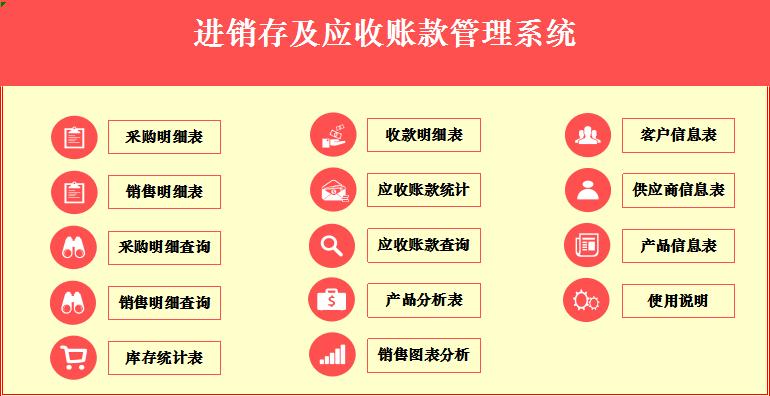 进销存及应收账款管理系统excel模板