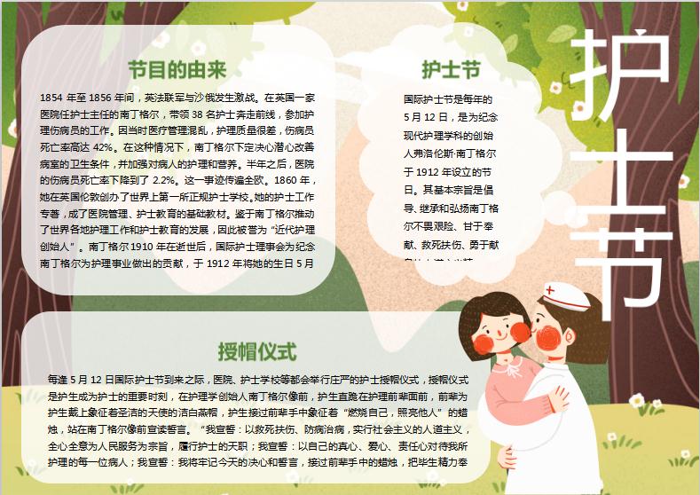 彩绘国际护士节手抄报Word模板