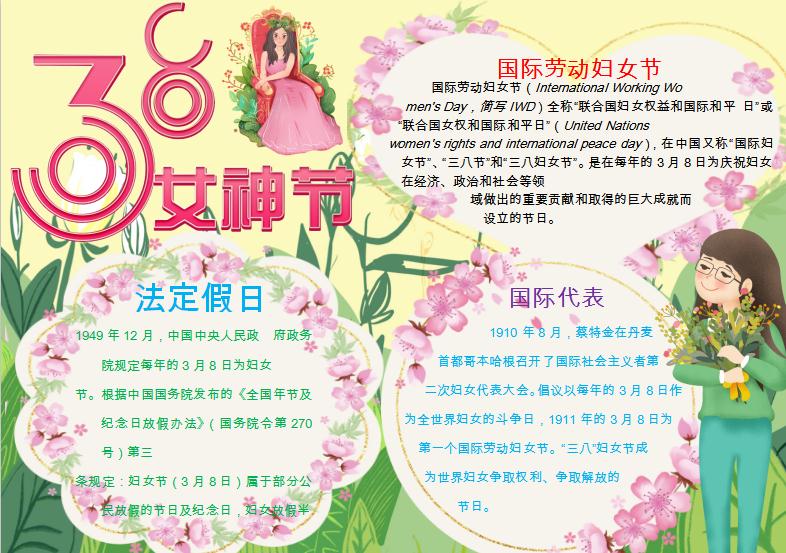 清新淡雅三八女神节小报Word模板