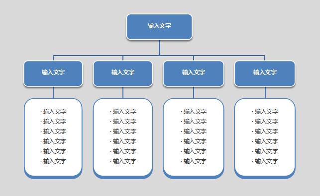 蓝色简洁组织框架图excel模板