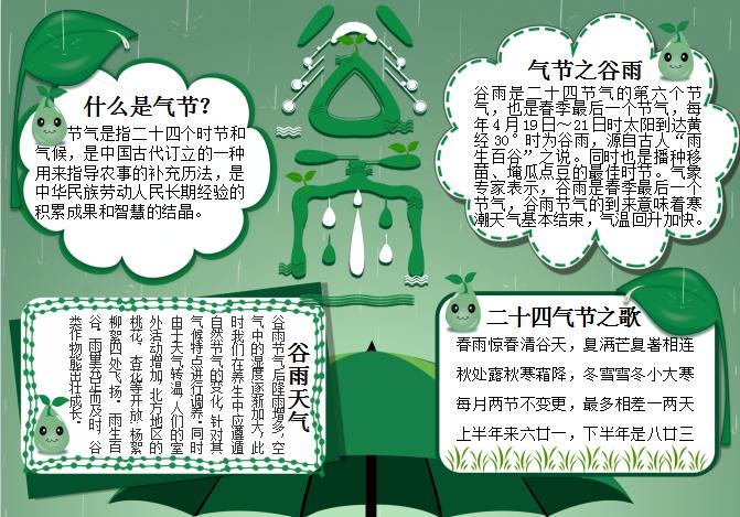 深绿简约大气谷雨手抄报Word模板