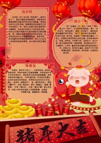 新年春节习俗手抄报Word模板