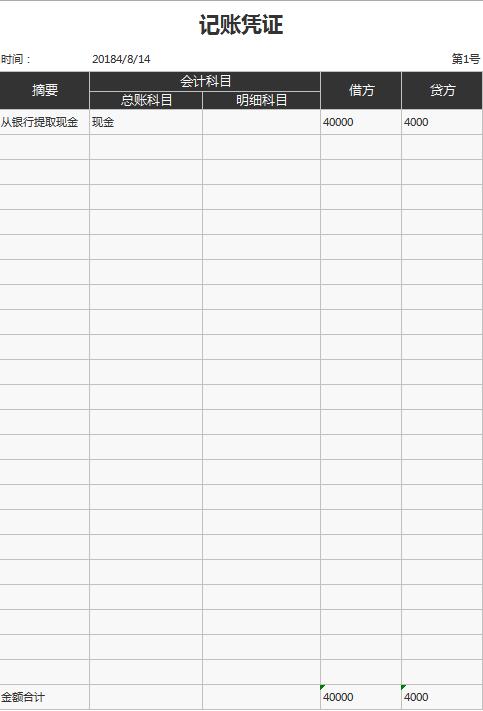 公司记账凭证excel模板