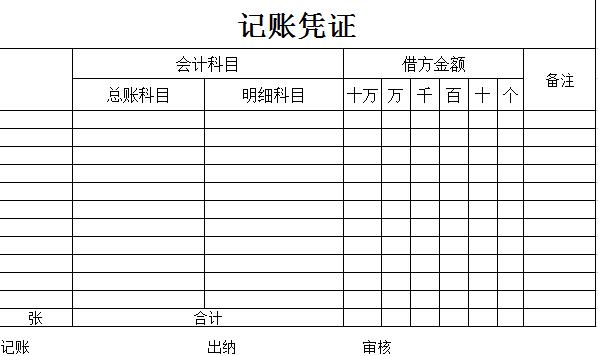 会计记账凭证样本excel模板