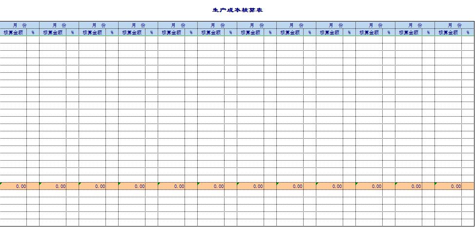 生产成本核算表excel模板