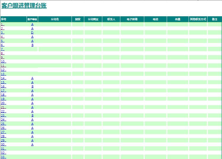 客户跟进管理台账excel模板