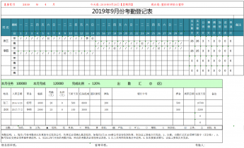 公司月度考勤登记表模板