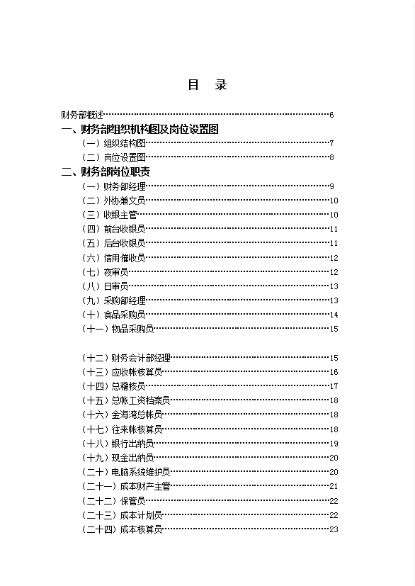 酒店财务部管理实务手册全套