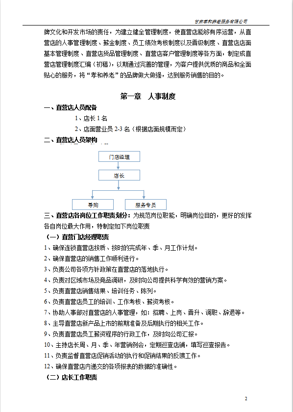 连锁门店直营管理制度汇编word模板-2