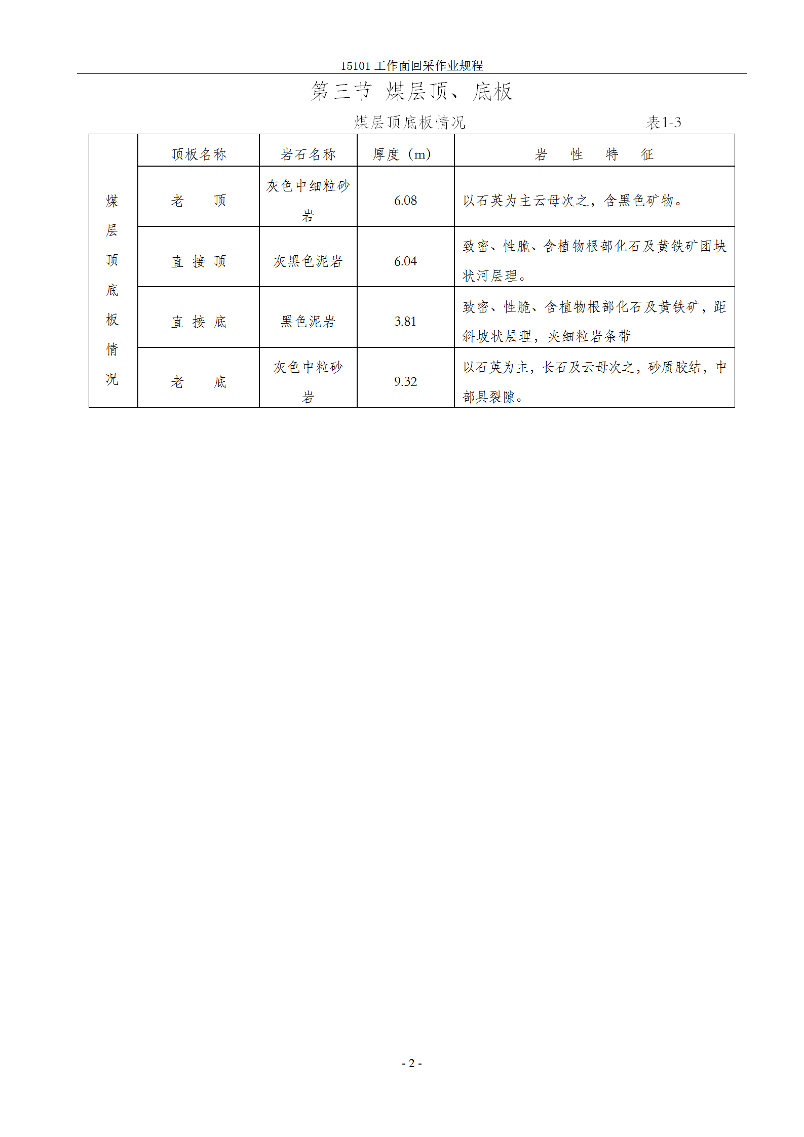 煤业工作面回采作业规程教材word模板-2