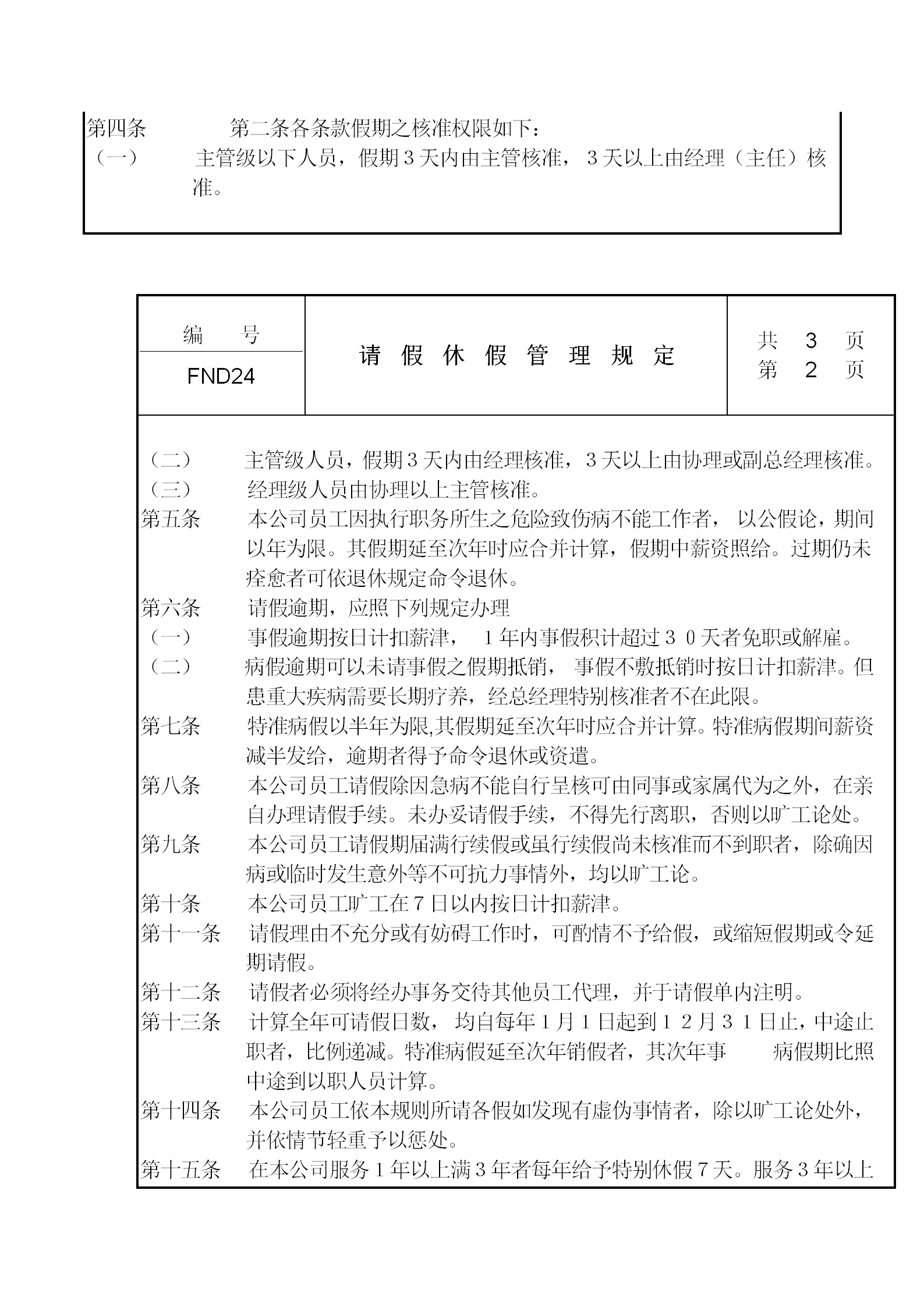 公司请假休假管理规定word模板-2