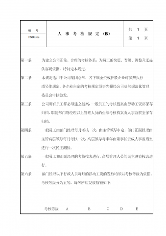 公司人事考核管理知识规定word模板