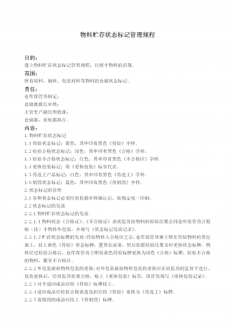 物料贮存状态标记管理规程word模板