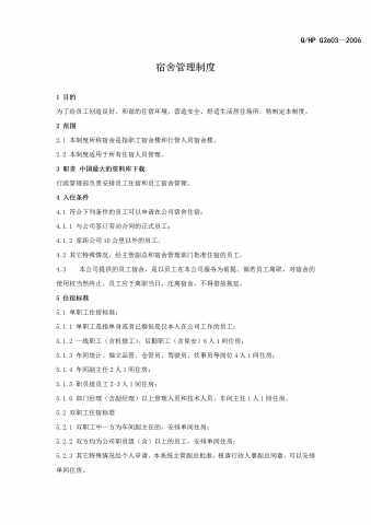 某皮草有限公司宿舍管理制度word模板