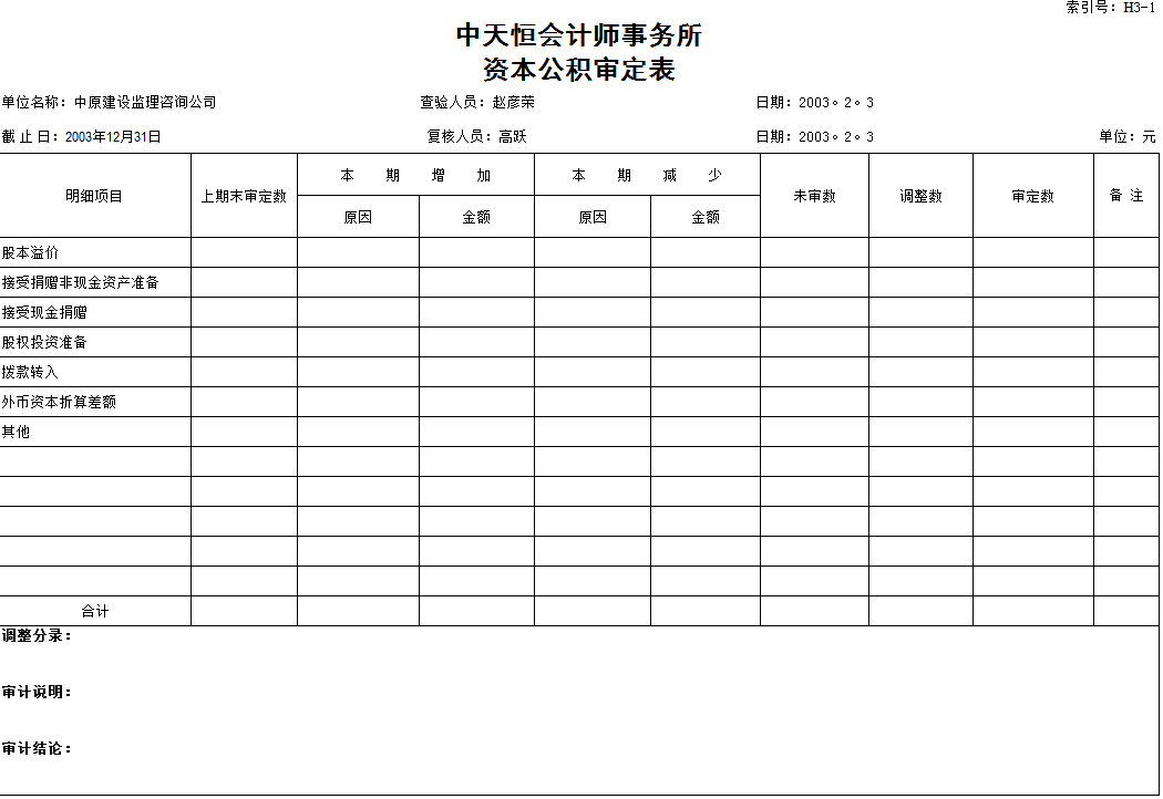 会计师事务所未分配利润审计程序表Excel模板