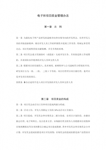 电子所项目奖金管理制度word模板
