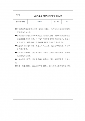 酒店车务部安全奖罚管理制度word模板