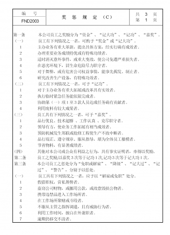 公司职员的奖惩规定word模板