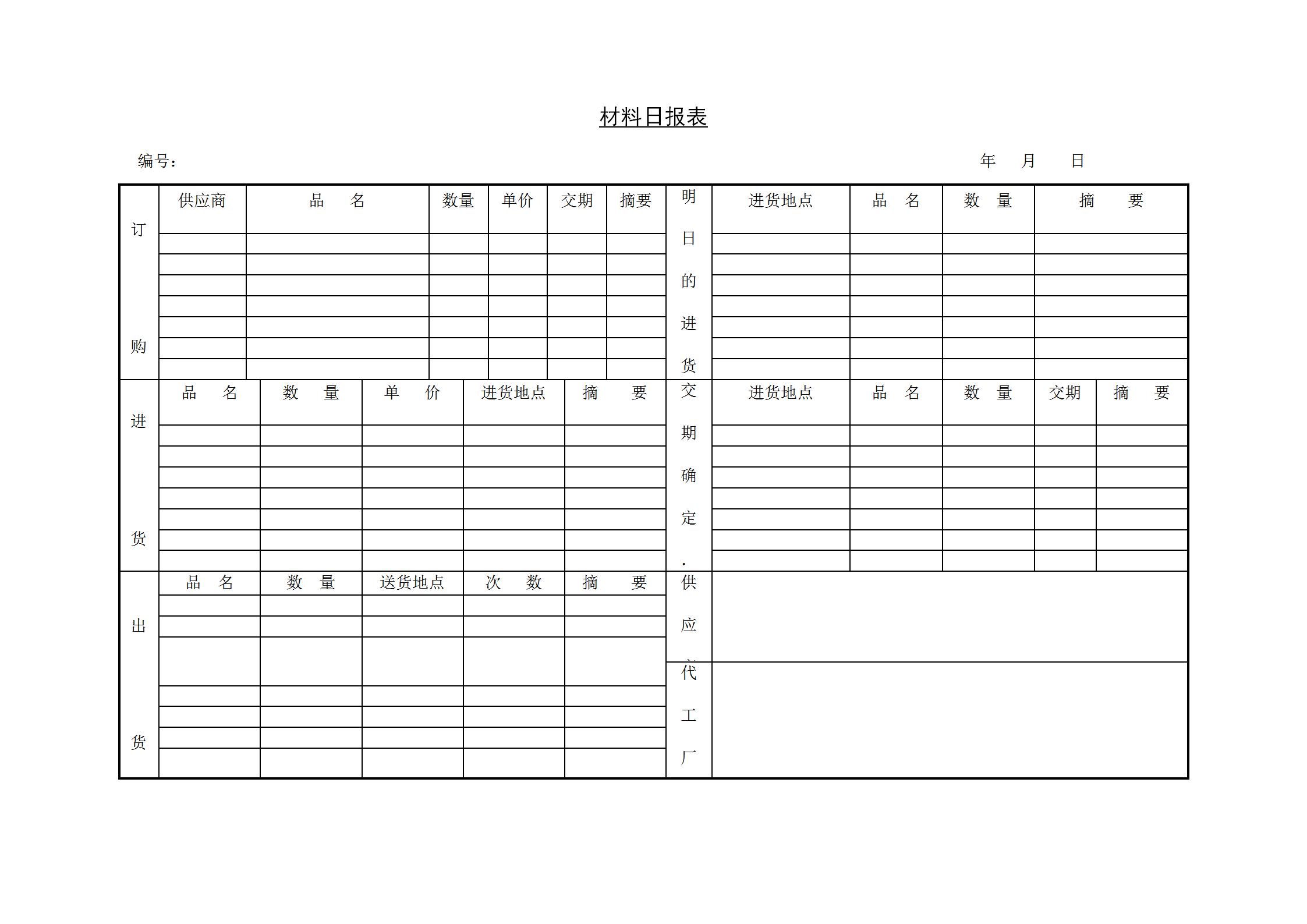 公司材料日统计报表word模板