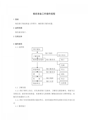 餐前准备工作操作规程word模板
