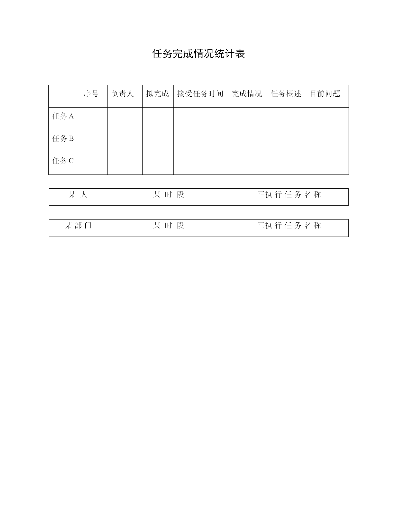 任务完成情况统计报表word模板