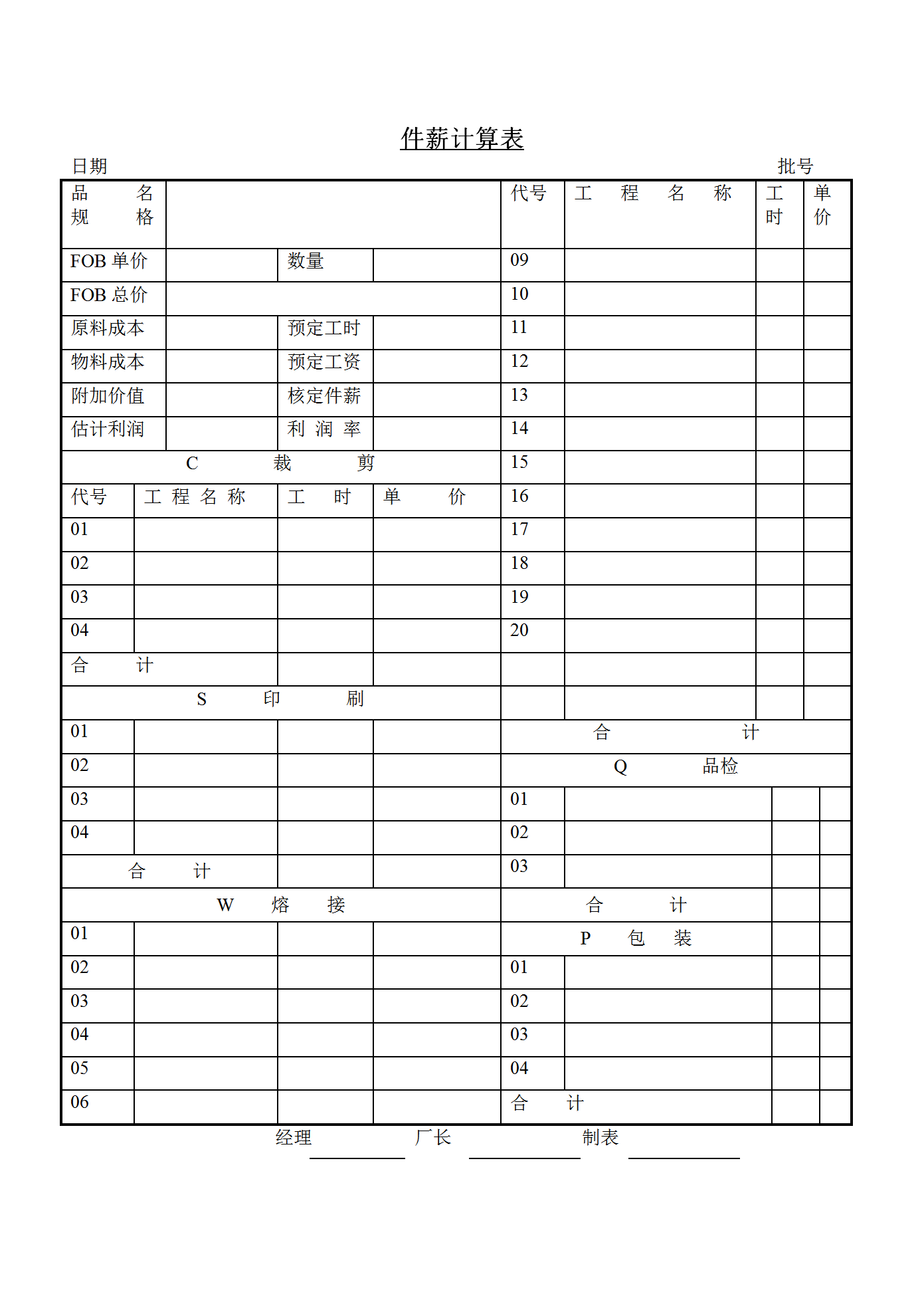 某公司件薪计算表word模板