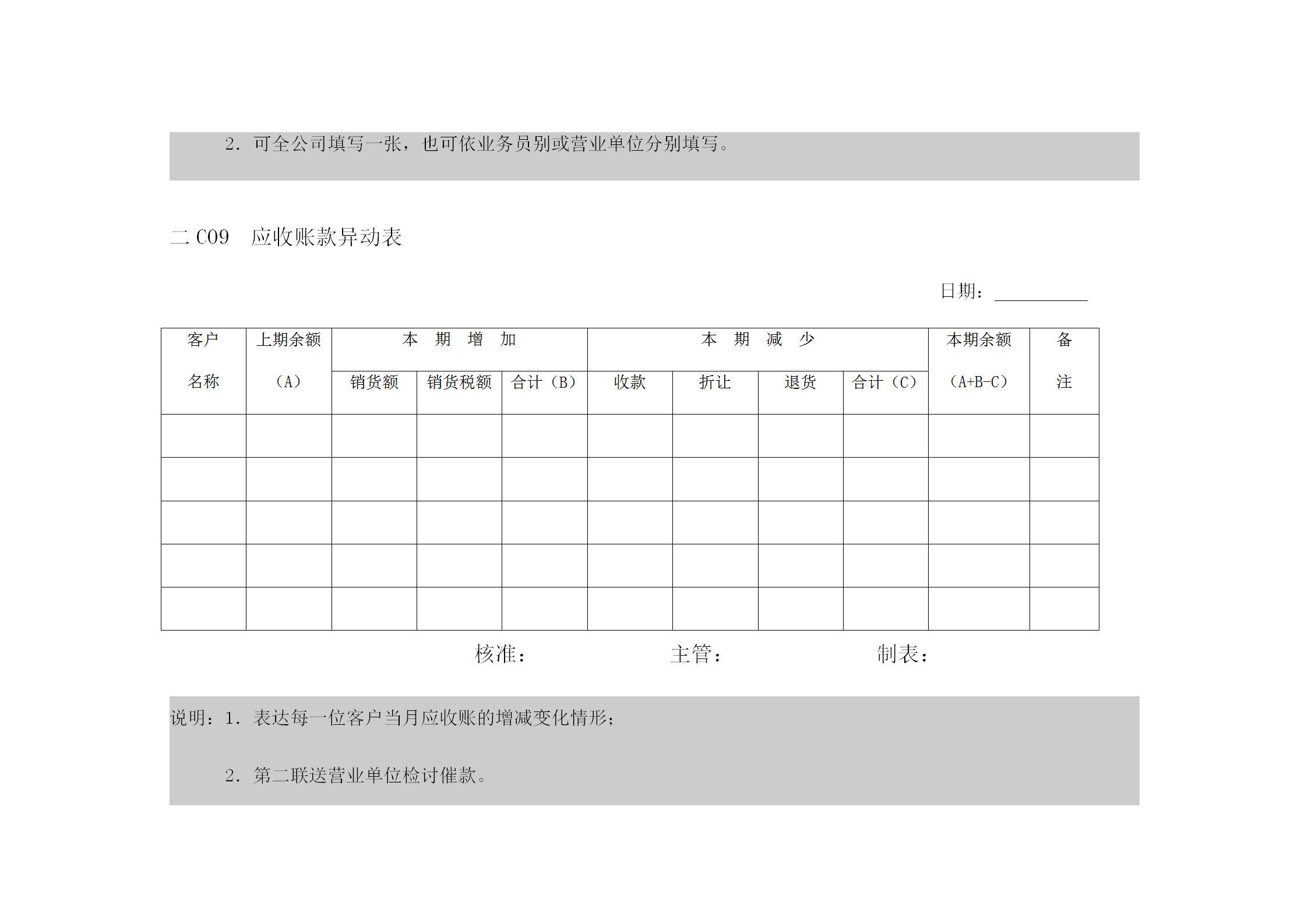 企业收款日统计报表word模板-2