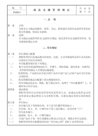 成品仓储管理规定word模板