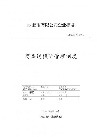 商品退换货管理制度word模板