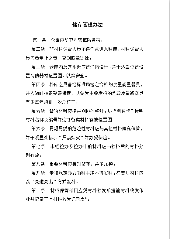 储存管理Word模板