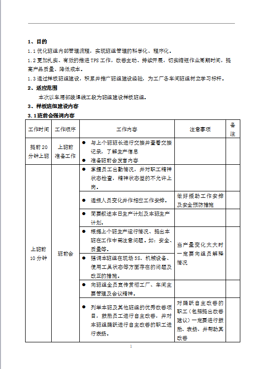 班组建设实施材料Word模板