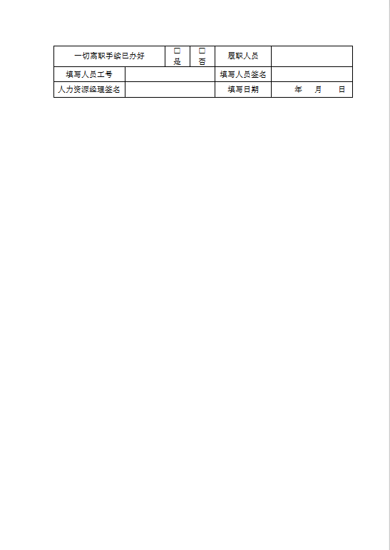 员工离职申请表模板word模板