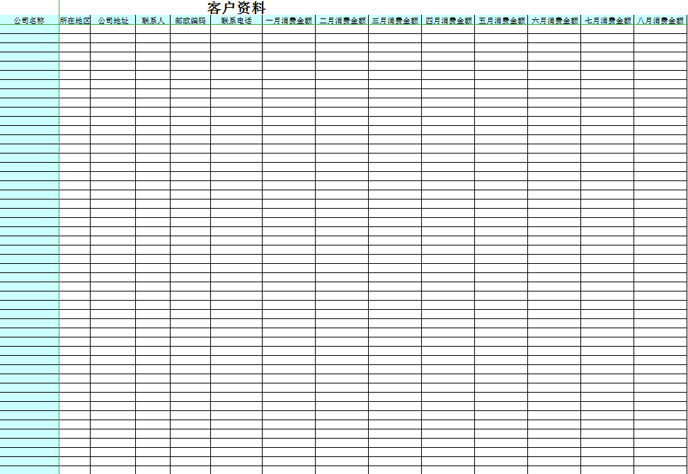 客户资料管理系统表excel模板