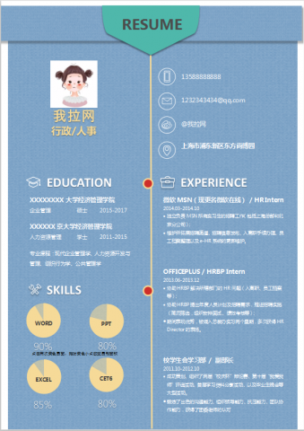 深蓝色简约风行政跳槽简历Word模板