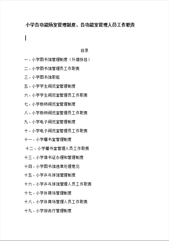 小学各功能室管理人员工作职责Word模板