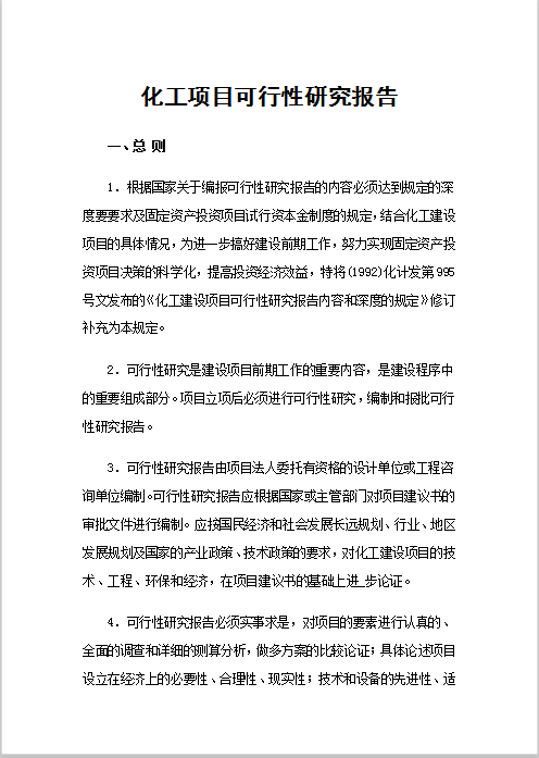 化工项目可行性报告Word模板