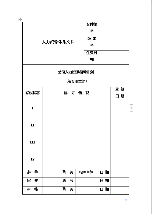 招聘计划及预算word文档