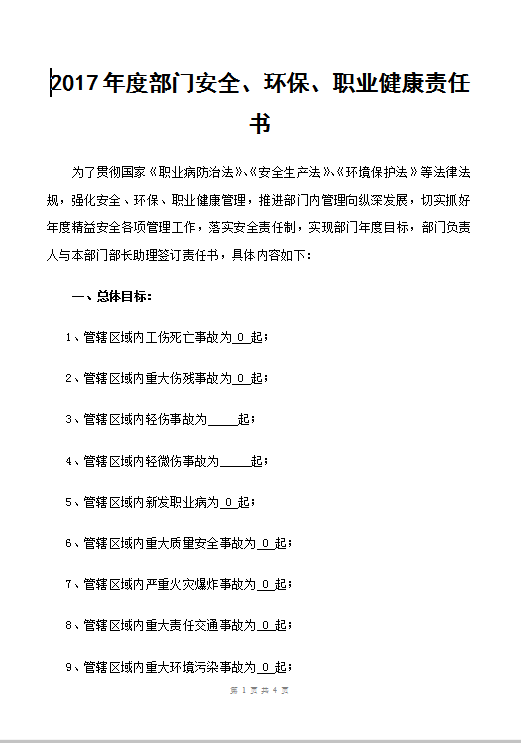 公司责任状Word模板