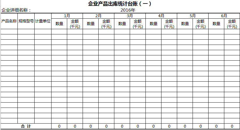 企业产品出库统计台账excel模板