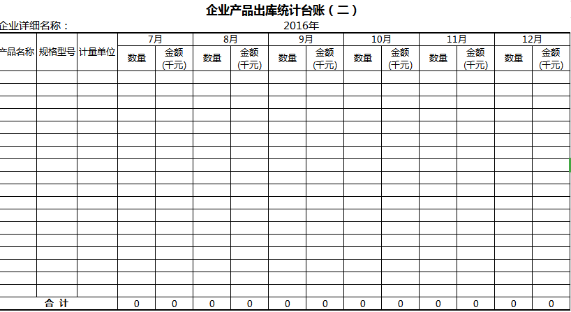 企业产品出库统计台账excel模板