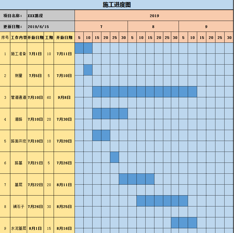 施工计划表Excel模板