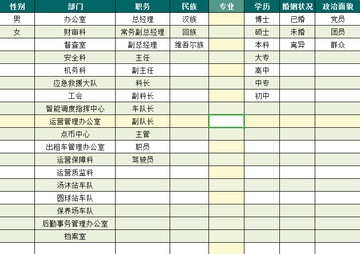 人事档案管理系统excel模板