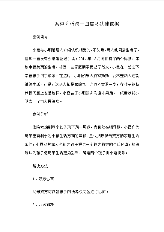 法律依据案例分析Word模板