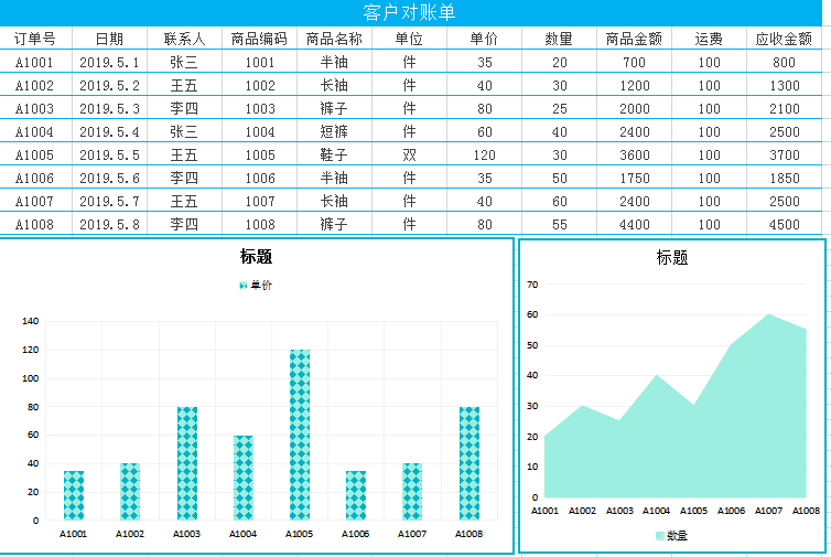 客户对账单excel模板