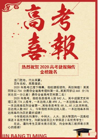 简约高考喜报海报Word模板