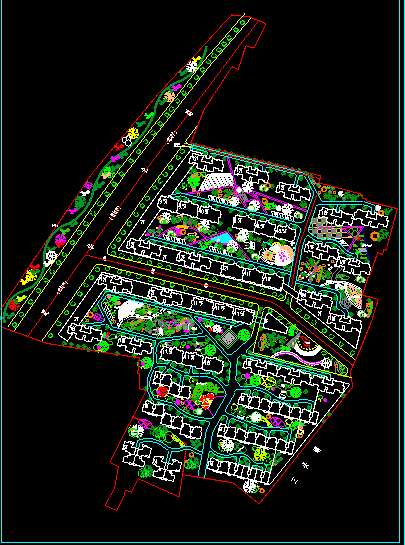 现代风格建筑CAD小区景观规划方案图