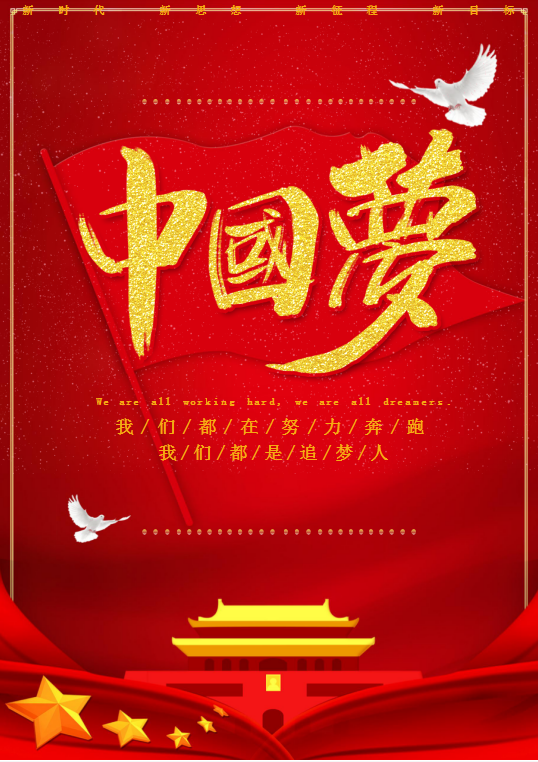 大气红色中国梦海报Word模板