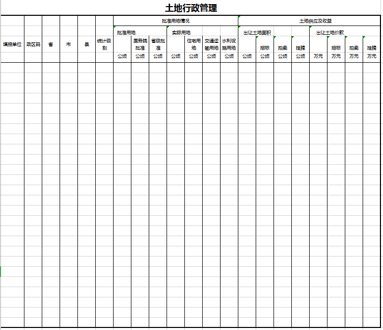 土地行政管理excel模板